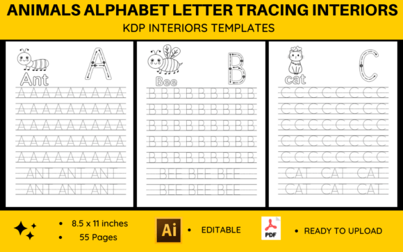 Engaging Alphabet Learning with Animal Letter Tracing Interiors